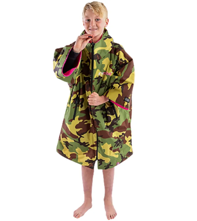 Dryrobe Kids Advance Short Sleeve Change Robe 5-9 yrs V3 Camo Pink-2